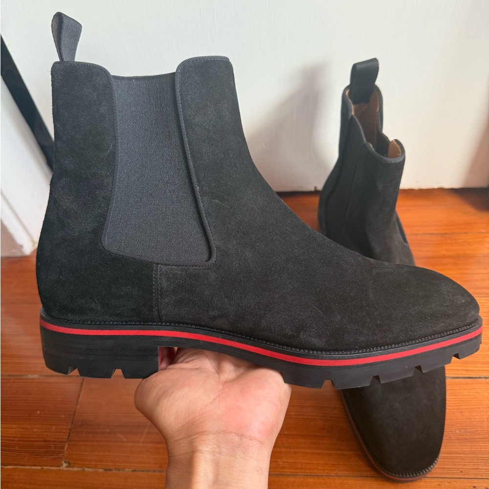 Christian Louboutin Black Suede Chelsea Boots. US10, EU43